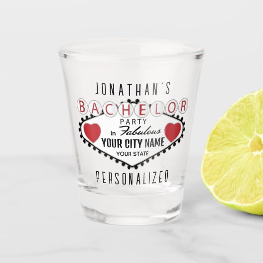 Bachelor - Vegas stijl - Rood Shot Glas (Voorkant)