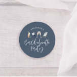 Bachelorette à champagne moderne girly bleu<br><div class="desc">Bachelorette design de la partie marine bleu estivale girly moderne champagne script.</div>