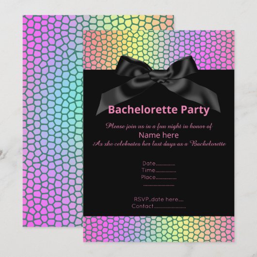 BACHELORETTE BACHELORETTE INVITATION BLACK VIBLE (Devant / Derrière)