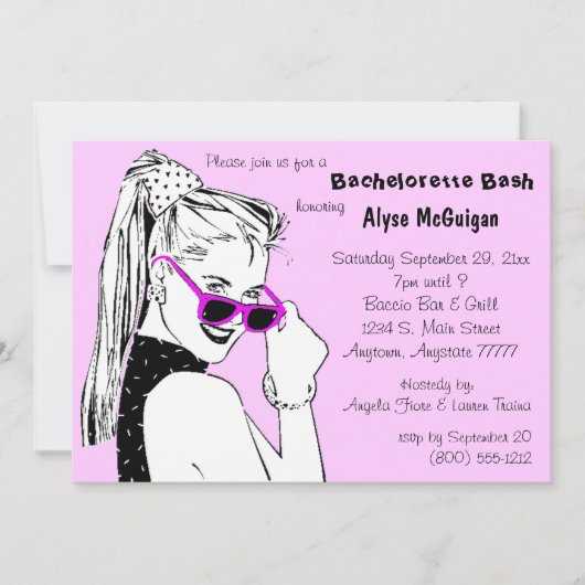 Bachelorette Bash roze uitnodiging (Voorkant)