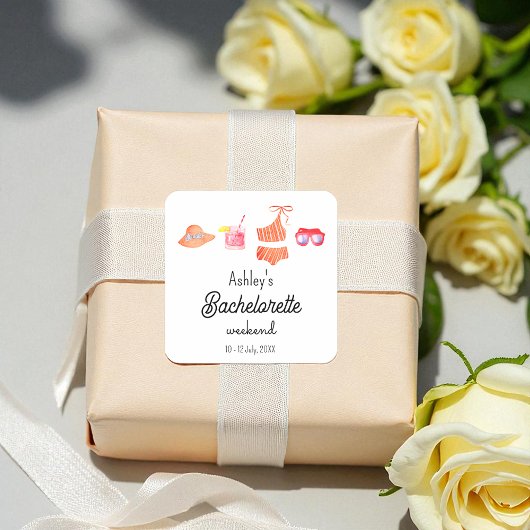 Bachelorette Beach Bikini Weekend Vierkante Sticker