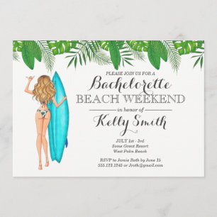 Bachelorette Beach Party Invitation Kaart