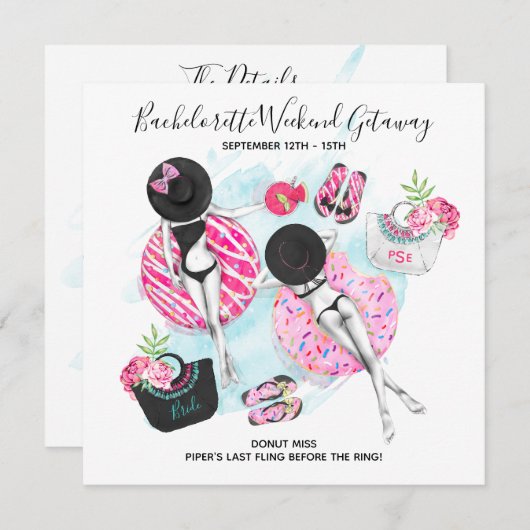 Bachelorette Beach Week-end Getaway Invitation (Devant / Derrière)