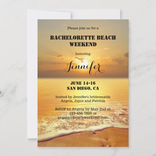 Bachelorette Beach Weekend Itinerary Invitation Kaart (Voorkant)