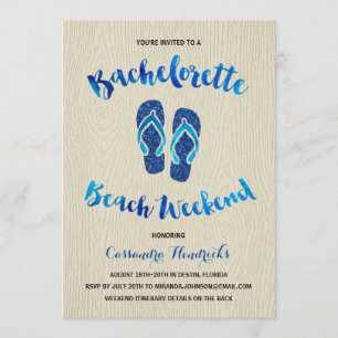 Bachelorette Beach Weekend met Blue Faux Glitter Kaart