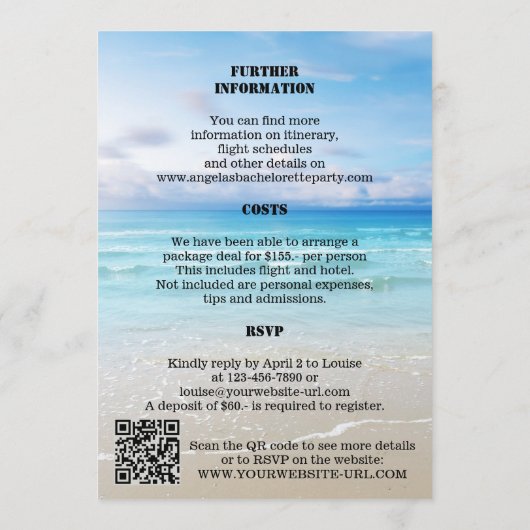 Bachelorette Beach Weekend Template Invitation Programma (Achterkant)