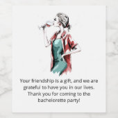 Bachelorette Bedankt Wijn Etiket (Enkel label)
