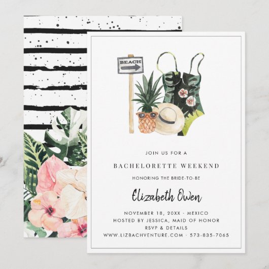 Bachelorette Bestemming Bikini Bruiloft Feest Kaart (Voorkant / Achterkant)