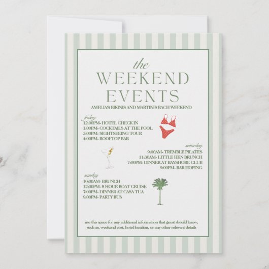 Bachelorette Bikinis & Martinis Invitation du week (Dos)