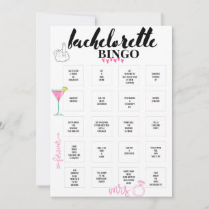 Bachelorette Bingo Hen Party Game Invitation Kaart