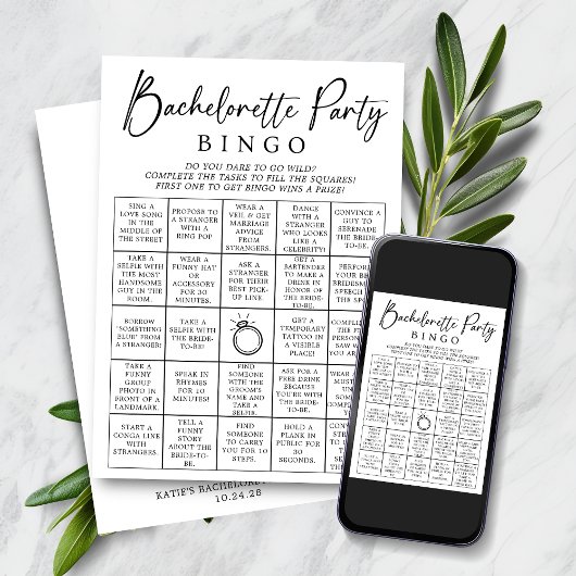 Bachelorette Bingo Party Game Kaart