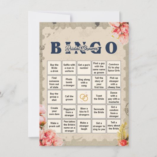 Bachelorette Bingo Spel Kaarten (Voorkant)