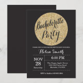Bachelorette Black Gold Glitter Invitation Kaart (Voorkant / Achterkant)