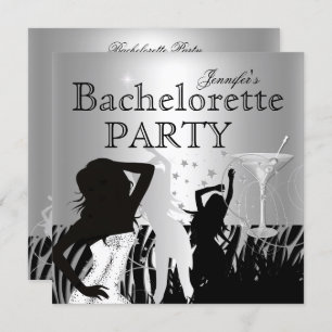 Bachelorette Black Silver Zebra Dance Kaart