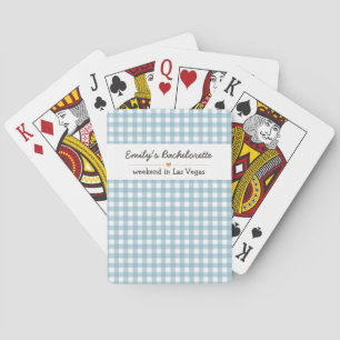 Bachelorette Blau Gingham Patroon Pokerkaarten