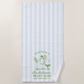 Bachelorette Blauw & Groen Retro Moderne Strandhan Strandlaken (Voorkant)