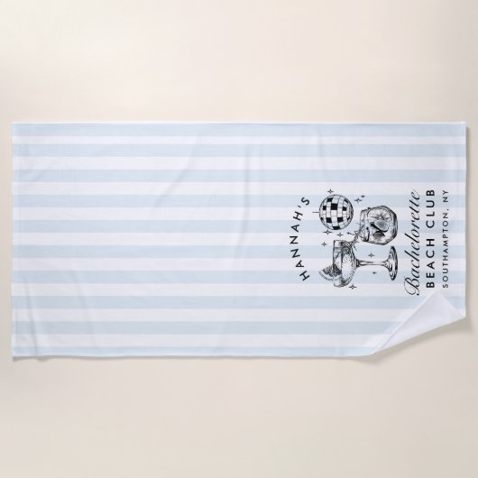 Bachelorette Blauw & Zwart Retro Moderne Strandlak Strandlaken (Voorkant)