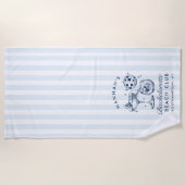 Bachelorette Bleu & Gris Retro moderne Serviette d (Devant)