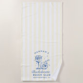 Bachelorette Bleu & Jaune Moderne Plage Serviette (Devant)