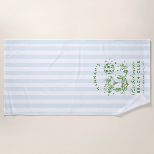 Bachelorette Bleu & Vert Retro Moderne Serviette d (Devant)