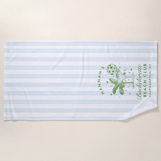 Bachelorette Bleu & Vert Retro Moderne Serviette d (Devant)