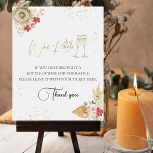 Bachelorette Boho Cocktail Wijn Raffle Game Sign Poster