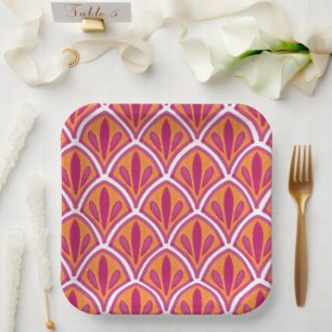 Bachelorette Bright Kleurrijke Roze & Oranje Parti Papieren Bordje
