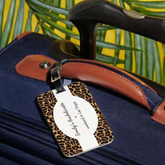 Bachelorette Bruid Boujee Trendy Luipaard Print Bagagelabel (Voorkant Insitu 1)