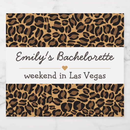 Bachelorette Bruid Boujee Trendy Luipaard Print Sparkling Wijnetiket (Enkel label)