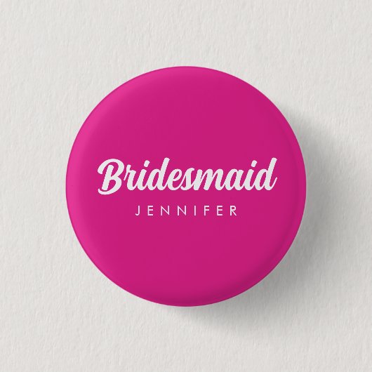 Bachelorette bruidsmeisje naam bruiloft heet roze ronde button 3,2 cm (Voorkant)