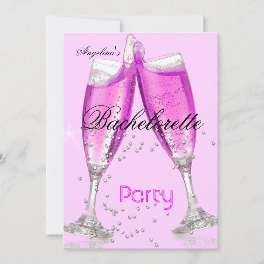Bachelorette: Champagne roze Kaart (Voorkant)