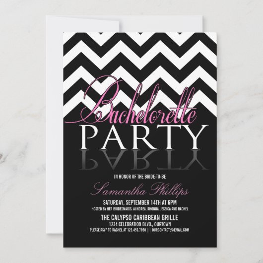 Bachelorette Chevron Party Invitations (Devant)