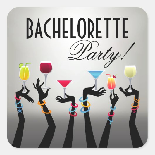 Bachelorette Cocktail Vierkante Sticker (Voorkant)