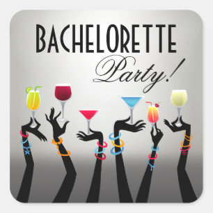 Bachelorette Cocktail Vierkante Sticker