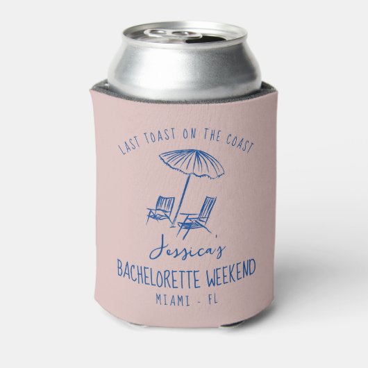 Bachelorette coozie aangepaste naam kust laatste t (Blikje Achterkant)