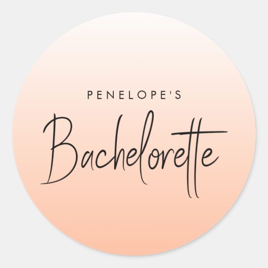 Bachelorette | Coral Ombre Elegant Peach Ronde Sticker (Voorkant)