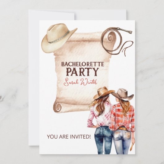 Bachelorette Cowgirl Kaart (Voorkant)