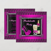 Bachelorette de Bling et de Bubbly Invitation (Devant / Derrière)