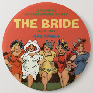 Bachelorette de bruid ronde button 6,0 cm