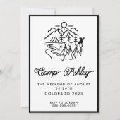 Bachelorette de camp noir et blanc Invitation (Devant)