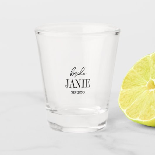 Bachelorette de mariée minimale en verre de tir (Devant)