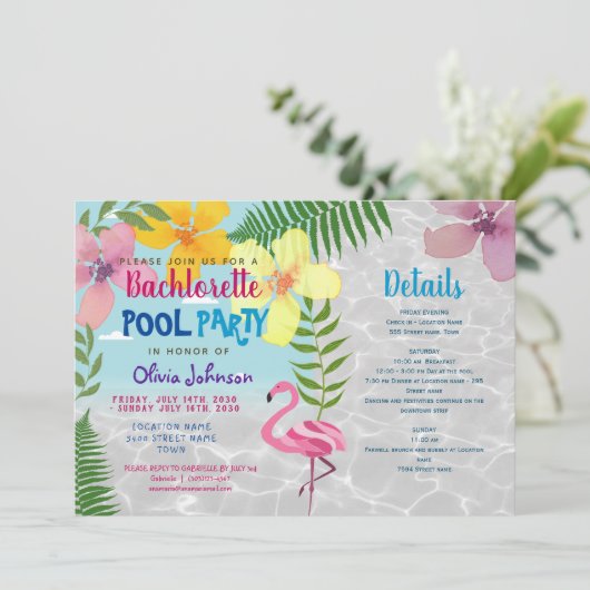 Bachelorette de piscine Invitation (Debout devant)