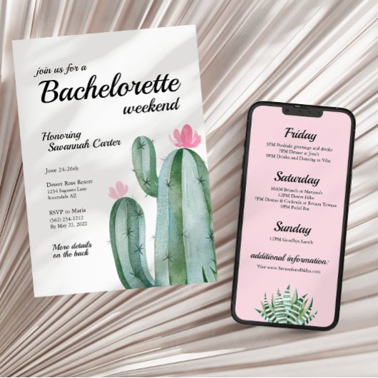 Bachelorette Desert Cactus Invitation de voyage + 