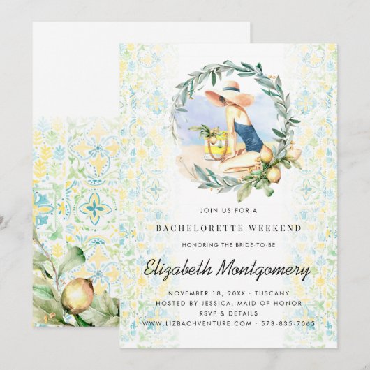 Bachelorette Destination Mediterranean Citrus Kaart (Voorkant / Achterkant)