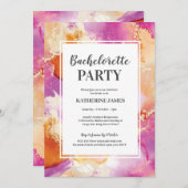 Bachelorette d'or violet Invitation (Devant / Derrière)