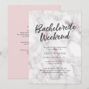 Bachelorette en marbre rose Week-end Invitation