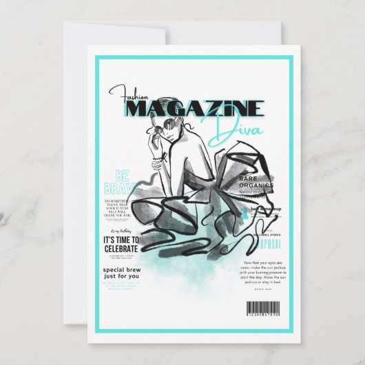 Bachelorette feest mode diva magazine kaart (Voorkant)