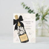 Bachelorette feest Mousserende Wijnfles Zwart Bow Briefkaart (Staand voorkant)