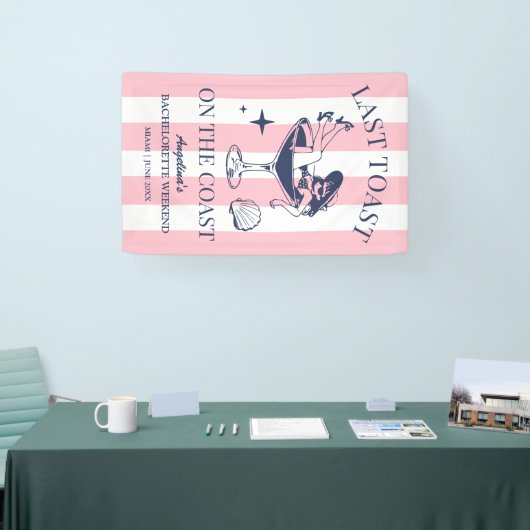 Bachelorette-feest op het strand: laatste toost aa spandoek (Beurs)