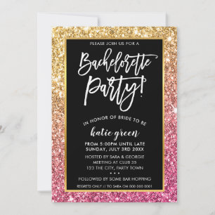 BACHELORETTE FEEST UITNODIGEN glam goud roze glitt Kaart